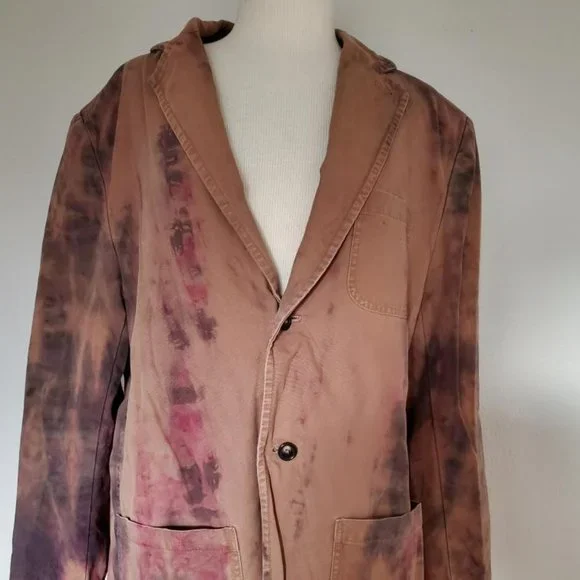 Cowboy western rustic camo Blazer sports Coat dyed brown khaki black gray tan XL - Picture 9 of 12